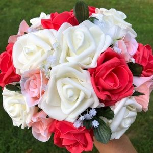 Artificial Wedding Flowers, Coral, Peach & Ivory